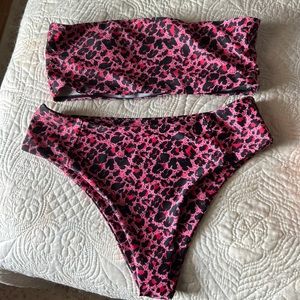Pink and black Cheetah - Shein swimsuit